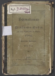 Schematismus des Bistums Culm mit dem Bifchofsfise in Pelplin 1904