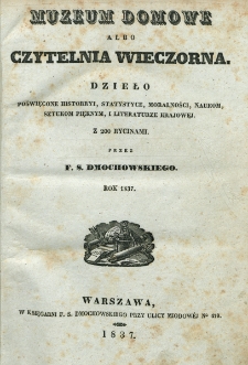 Muzeum Domowe albo Czytelnia Wieczorna. 1837, nr 1