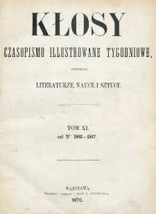Kłosy : czasopismo illustrowane, tygodniowe. Tom 11 (1870). Strona tytułowa