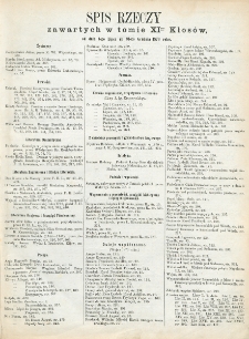 Kłosy : czasopismo illustrowane, tygodniowe. Tom 11 (1870). Spis rzeczy
