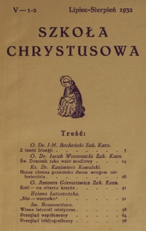Szkoła Chrystusowa. R. 3, T. 5, nr 1/2 (1932)