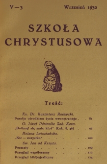 Szkoła Chrystusowa. R. 3, T. 5, nr 3 (1932)