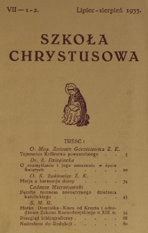 Szkoła Chrystusowa. R. 4, T. 7, nr 1/2 (1933)