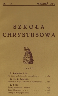 Szkoła Chrystusowa. R. 5, T. 9, nr 3 (1934)
