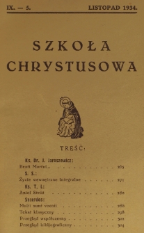 Szkoła Chrystusowa. R. 5, T. 9, nr 5 (1934)