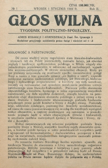 Głos Wilna : tygodnik polityczno-społeczny. R. 2, nr 1 (1 stycznia 1924)