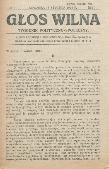 Głos Wilna : tygodnik polityczno-społeczny. R. 2, nr 3 (13 stycznia 1924)
