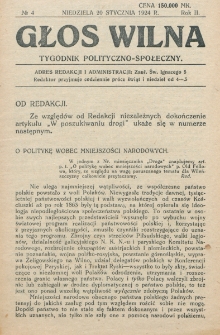 Głos Wilna : tygodnik polityczno-społeczny. R. 2, nr 4 (20 stycznia 1924)
