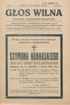Głos Wilna : tygodnik polityczno-społeczny. R. 2, nr 7 (10 lutego 1924)