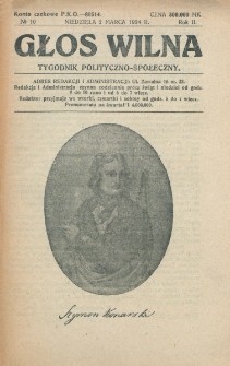 Głos Wilna : tygodnik polityczno-społeczny. R. 2, nr 10 (2 marca 1924)