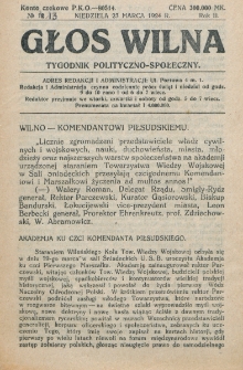 Głos Wilna : tygodnik polityczno-społeczny. R. 2, nr 13 (23 marca 1924)
