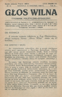 Głos Wilna : tygodnik polityczno-społeczny. R. 2, nr 16 (30 kwietnia 1924)