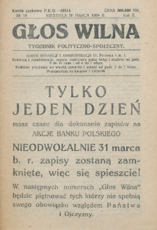 Głos Wilna : tygodnik polityczno-społeczny. R. 2, nr 14 (30 marca 1924)