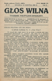 Głos Wilna : tygodnik polityczno-społeczny. R. 2, nr 17 (20 kwietnia 1924)