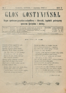 Głos Gostyniński : organ społeczno-gospodarczo-handlowy i literacki, tygodnik poświęcony sprawom Gostynina i okolicy. R. 2, nr 1 (1 stycznia 1922)