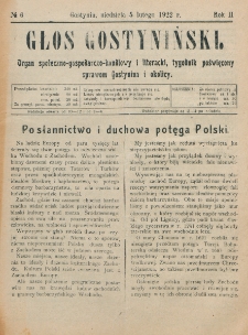 Głos Gostyniński : organ społeczno-gospodarczo-handlowy i literacki, tygodnik poświęcony sprawom Gostynina i okolicy. R. 2, nr 6 (5 lutego 1922)