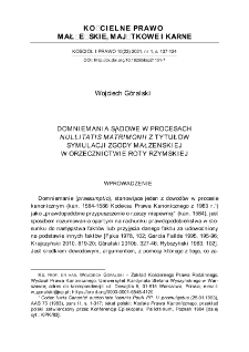 Domniemania sądowe w procesach nullitatis matrimoniiz tytułów symulacji zgody małżeńskiej w orzecznictwie Roty Rzymskiej