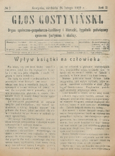 Głos Gostyniński : organ społeczno-gospodarczo-handlowy i literacki, tygodnik poświęcony sprawom Gostynina i okolicy. R. 2, nr 9 (26 lutego 1922)