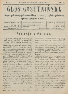 Głos Gostyniński : organ społeczno-gospodarczo-handlowy i literacki, tygodnik poświęcony sprawom Gostynina i okolicy. R. 2, nr 12 (19 marca 1922)