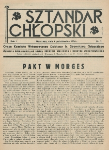 Sztandar Chłopski : organ Komitetu Wykonawczego działaczy b. Stronnictwa. R. 1, nr 2 (4 października 1936)