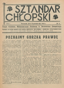 Sztandar Chłopski : organ Komitetu Wykonawczego działaczy b. Stronnictwa. R. 1, nr 4 (18 października 1936)