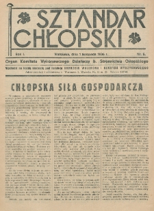 Sztandar Chłopski : organ Komitetu Wykonawczego działaczy b. Stronnictwa. R. 1, nr 6 (1 listopada 1936)