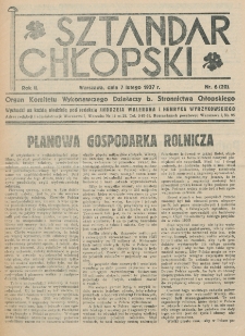 Sztandar Chłopski : organ Komitetu Wykonawczego działaczy b. Stronnictwa Chłopskiego. R. 2, nr 6=20 (7 lutego 1937)