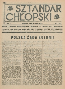 Sztandar Chłopski : organ Komitetu Wykonawczego działaczy b. Stronnictwa Chłopskiego. R. 2, nr 7=21 (14 lutego 1937)