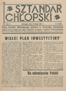 Sztandar Chłopski : organ Komitetu Wykonawczego działaczy b. Stronnictwa Chłopskiego. R. 2, nr 8=22 (21 lutego 1937)