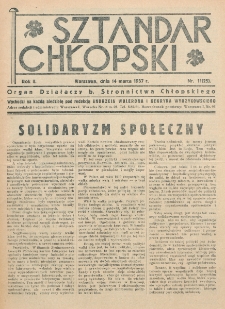 Sztandar Chłopski : organ Komitetu Wykonawczego działaczy b. Stronnictwa Chłopskiego.R. 2, nr 11=25 (14 marca 1937)