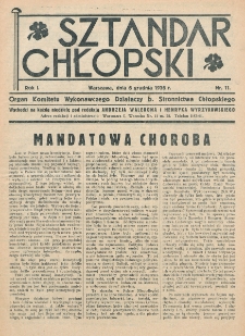 Sztandar Chłopski : organ Komitetu Wykonawczego działaczy b. Stronnictwa. R. 1, nr 11 (6 grudnia 1936)