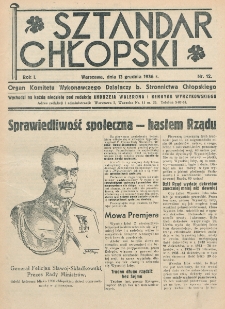 Sztandar Chłopski : organ Komitetu Wykonawczego działaczy b. Stronnictwa. R. 1, nr 12 (13 grudnia 1936)