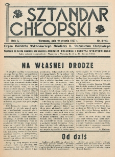Sztandar Chłopski : organ Komitetu Wykonawczego działaczy b. Stronnictwa Chłopskiego.R. 2, nr 2=16 (10 stycznia 1937)
