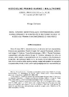 Okoliczności modyfikujące odpowiedzialność karnąsprawcy w kontekście reformy Księgi VI Kodeksu Prawa Kanonicznegoz 1983 roku