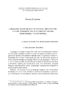 Language as an Object of Ethical Reflection. A Turn Towards the Attitude of Taking Responsibility for Words