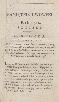 Pamiętnik Lwowski. 1816, T. 1, Styczeń