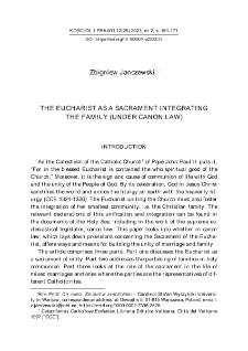 The Eucharist as a Sacrament Integrating theFamily (Under Canon Law)