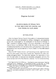 On Remission of Penalties in the 1983 Code of Canon Law. The Problem Outlined