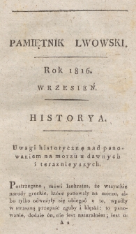 Pamiętnik Lwowski. 1816, T. 3, Wrzesień
