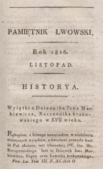 Pamiętnik Lwowski. 1816, T. 3, Listopad