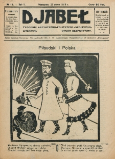 Djabeł : tygodnik satyryczny, polityczno-społeczno-literacki : organ bezpartyjny. R. 2, nr 12 (23 marca 1919)