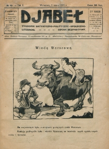 Djabeł : tygodnik satyryczny, polityczno-społeczno-literacki : organ bezpartyjny. R. 2, nr 10 (9 marca 1919)