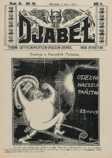 Djabeł : tygodnik satyryczny, polityczno-społeczno-literacki : organ bezpartyjny. R. 2, nr 19 (11 maja 1919)