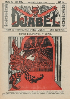 Djabeł : tygodnik satyryczny, polityczno-społeczno-literacki : organ bezpartyjny. R. 2, nr 20 (18 maja 1919)