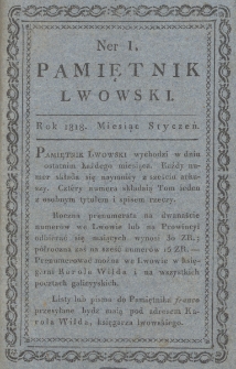 Pamiętnik Lwowski. 1818, Styczeń