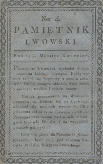 Pamiętnik Lwowski. 1818, Kwiecień