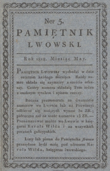 Pamiętnik Lwowski. 1818, Maj