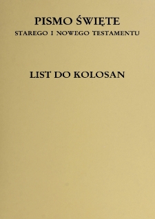 List do Kolosan / tł., wstęp i komentarz Hugolin Langkammer.