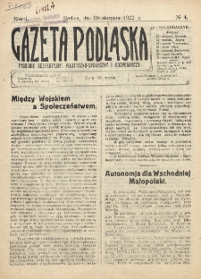 Gazeta Podlaska. R. 1 (1922), nr 4 (20 sierpnia)