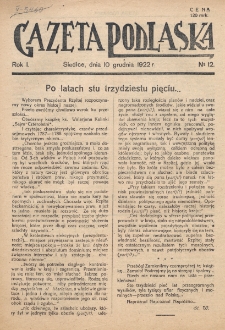 Gazeta Podlaska. R. 1 (1922), nr 12 (10 grudnia)